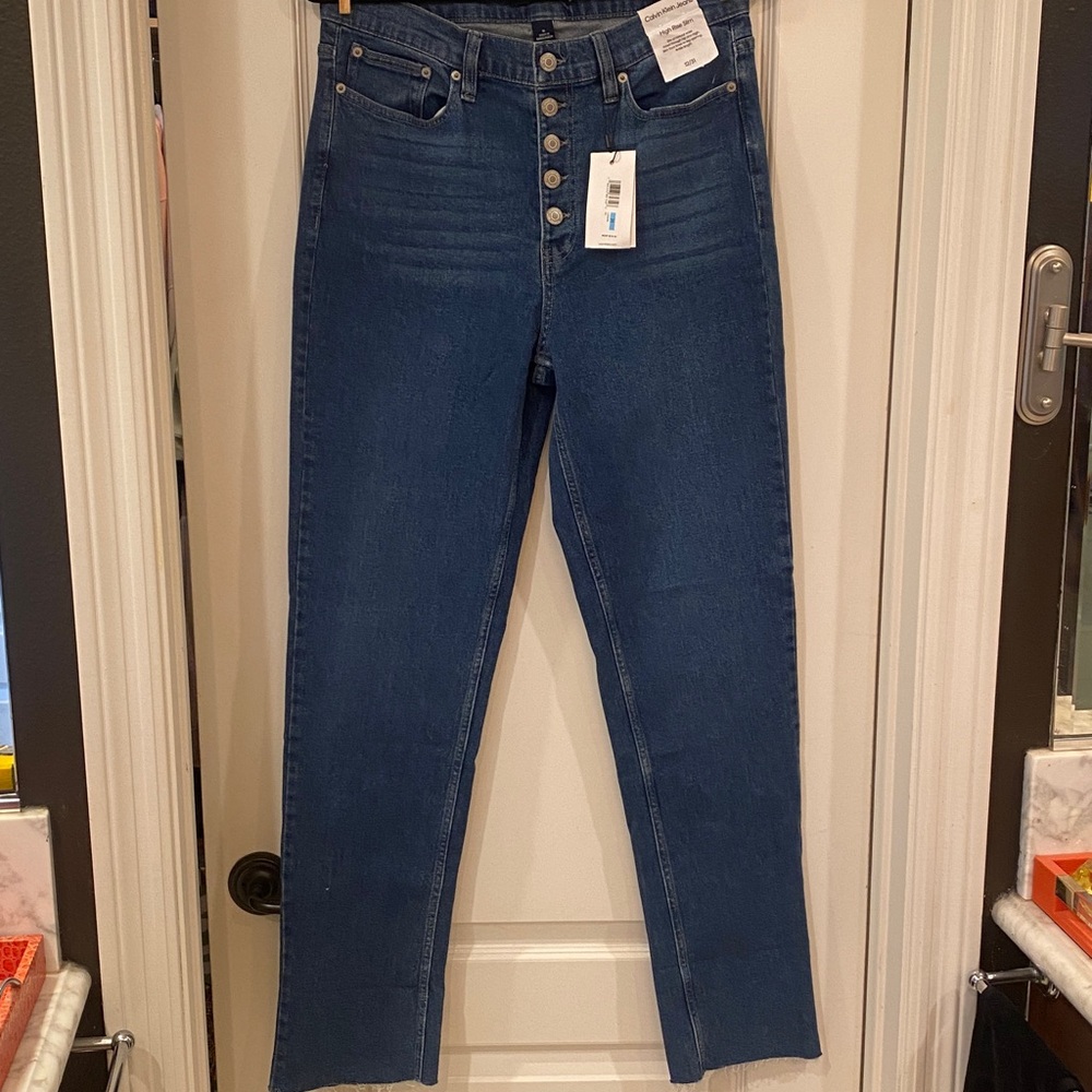 Calvin Klein high rise slim button fly jeans NWT